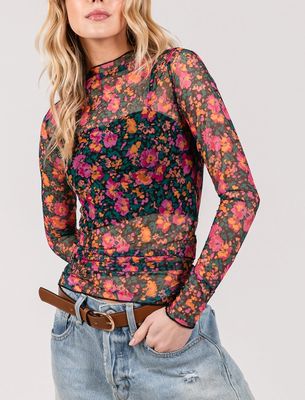 Floral Mesh Top