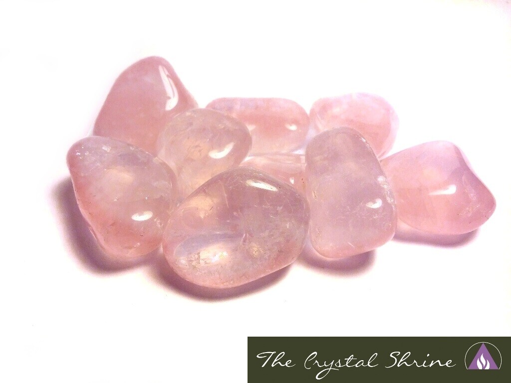 Rose Quartz tumbled crystal with deep pink hues, ideal for helping to enhance love, compassion, and healing. Perfect for gemstone collectors and spiritual practices. Disclaimer: Stone color, size, or shape may slightly vary from image. Each order is randomly chosen by The Crystal Shrine staff.