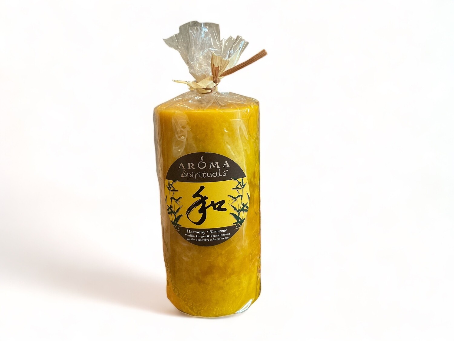 Image of the Harmony Candle from Aroma Spirituals 3x6, infused with Vanilla, Ginger &amp; Frankincense fragrance for a harmonious ambiance. Crafted from food-grade ingredients and vegetable waxes, featuring a lead-free wick and offering up to 100 hours of burn time.