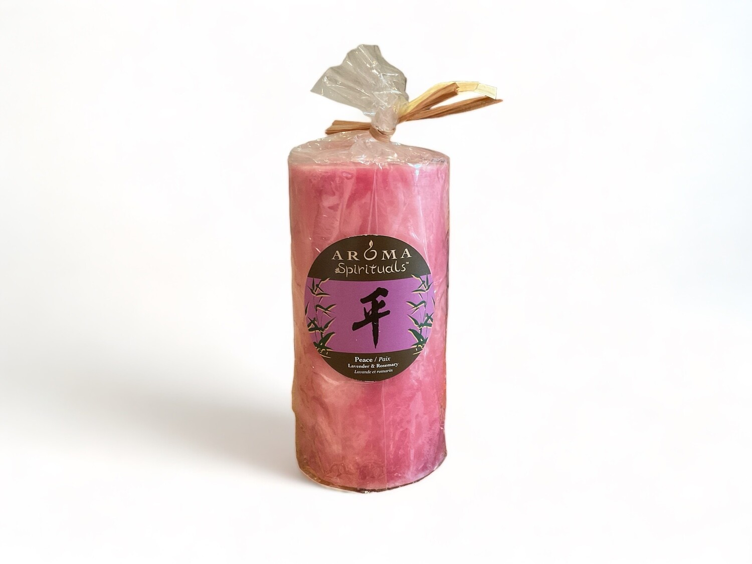 Image of the Peace Candle 3x6 featuring Lavender &amp; Rosemary fragrance, promoting relaxation and tranquility. Crafted from food-grade ingredients and vegetable waxes, with a lead-free wick ensuring up to 100 hours of burn time.