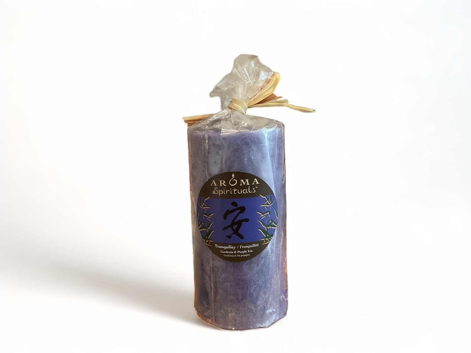 Image of the Tranquility Candle 3x6, imbued with Gardenia &amp; Purple Iris fragrance, offering a serene atmosphere. Crafted from food-grade ingredients and vegetable waxes, with a lead-free wick providing up to 100 hours of burn time.