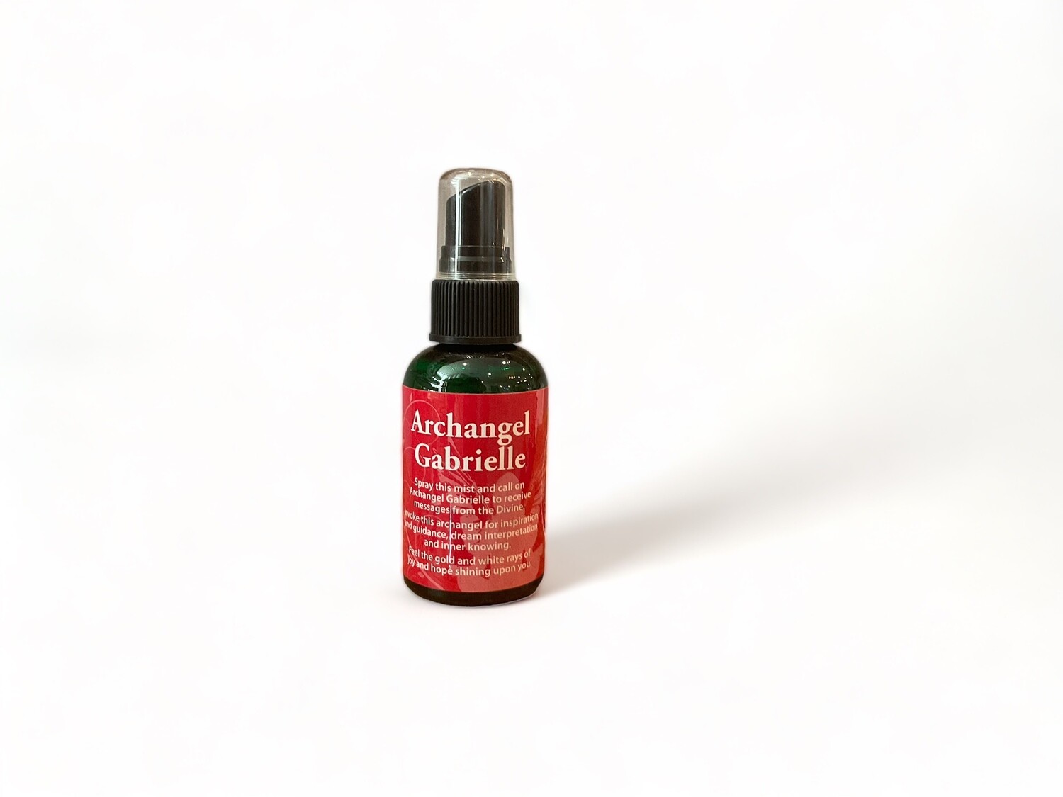 Image of a 2 ounce bottle of Archangel Gabrielle Spray. The spray bottle is designed to enhance spiritual practices, offering benefits like dream interpretation, inner knowing, and uplifting energy.