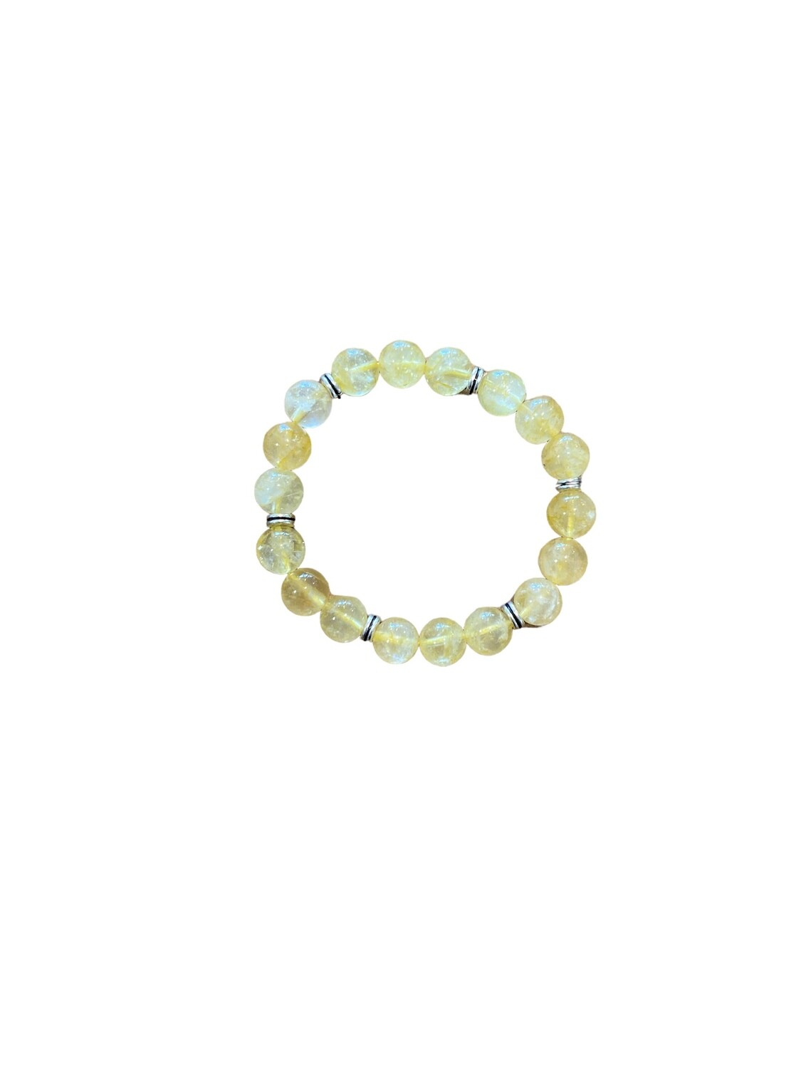 Image of a 10mm Citrine crystal bracelet showcasing vibrant yellow stones, designed to enhance abundance and confidence. Ideal for boosting prosperity and personal growth, this holistic jewelry piece adds a touch of elegance and positive energy.
