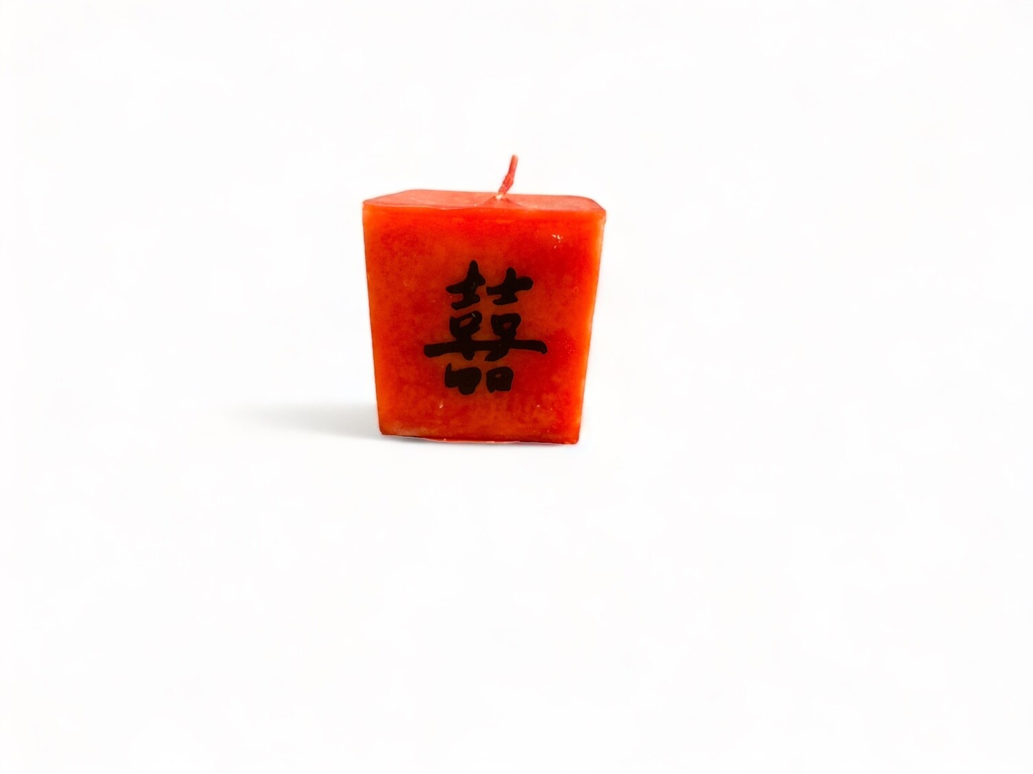 Image of the Happiness cube votive candle, scented with Mandarin &amp; Neroli fragrance. Made from food-grade ingredients and vegetable waxes, featuring a lead-free wick and offering up to 20 hours of burn time.
