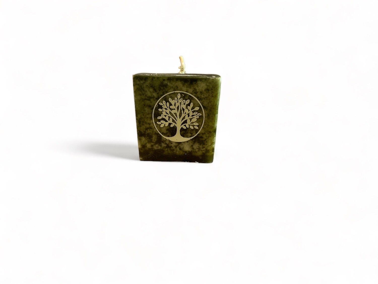 Image of the Knowledge cube votive candle scented with Green Tea fragrance. Crafted from food-grade ingredients and vegetable waxes, this candle includes a lead-free wick and offers up to 20 hours of burn time.