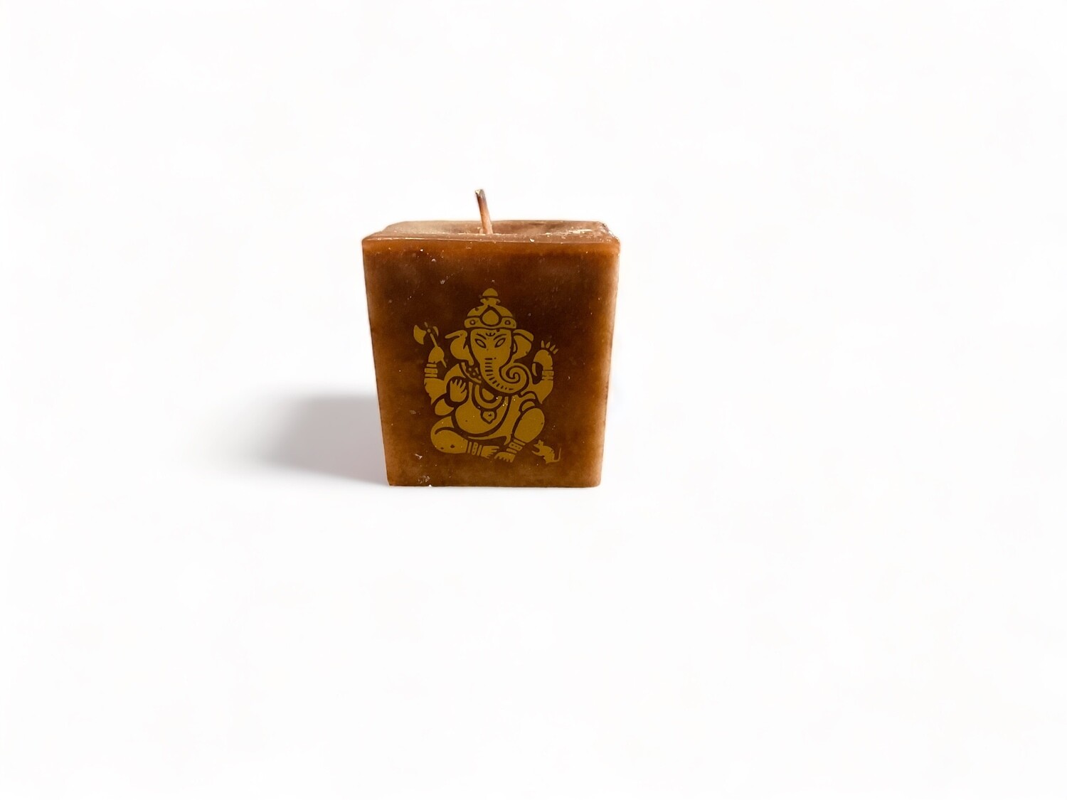 Image of the Remover of Obstacles Cube Votive Candle, scented with Amber &amp; Sandalwood fragrance. Crafted from food-grade ingredients and vegetable waxes, featuring a lead-free wick and offering 20 hours of burn time.