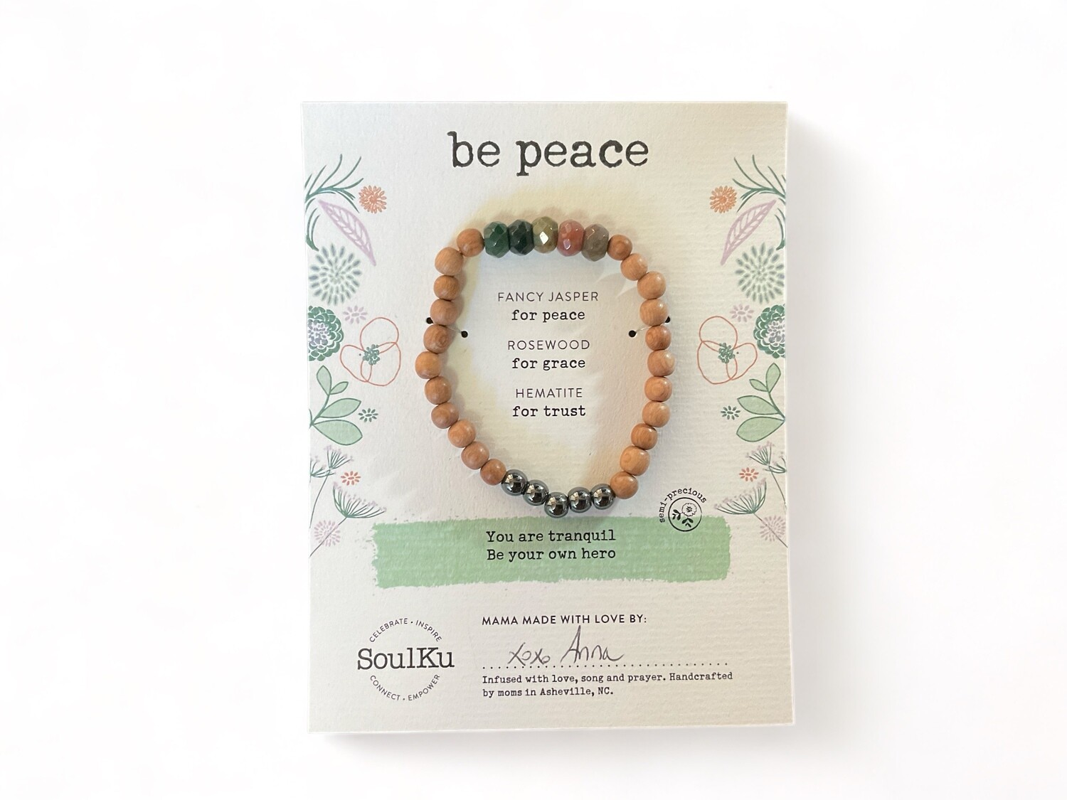 Photo of a Fancy Jasper bracelet from the &#39;Be Your Own Hero&#39; collection, featuring vibrant, multicolored patterns. Designed for empowerment and energy protection.