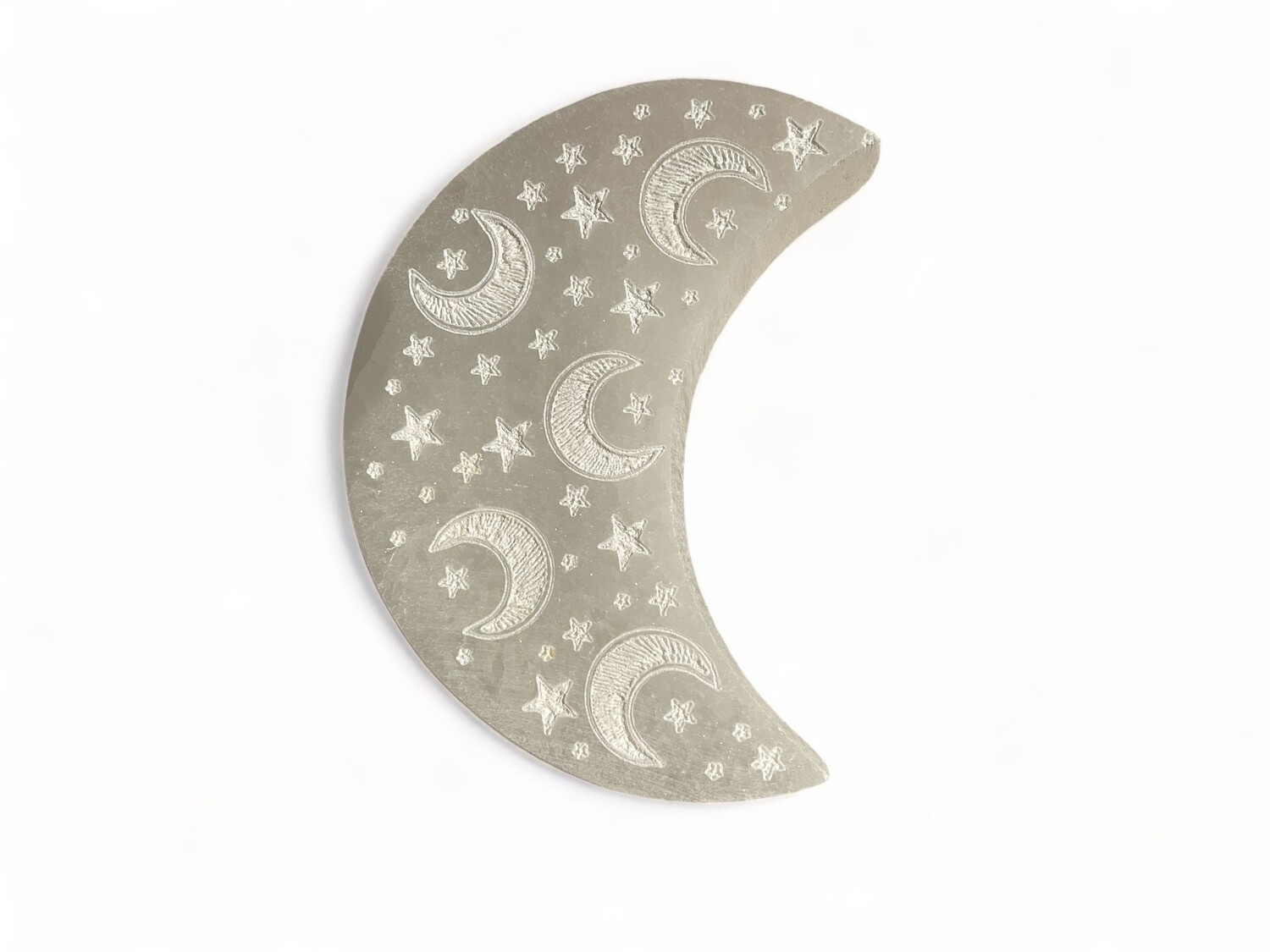 SELENITE ETCHED CRESCENT MOON 4&quot;