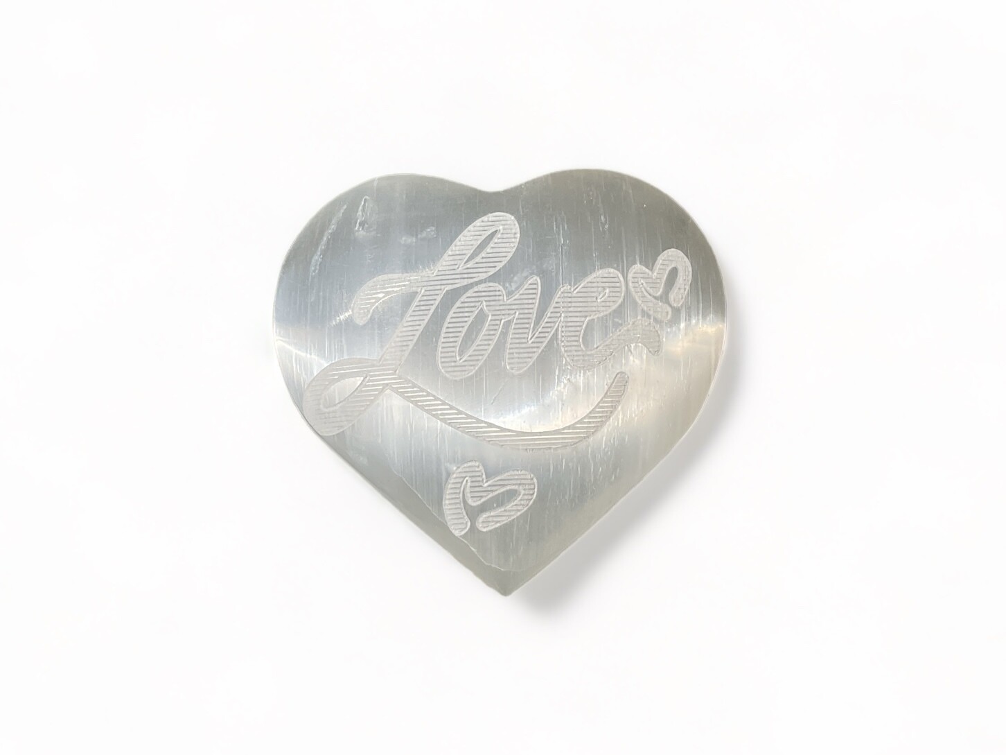 SELENITE LOVE ETCHED HEART 5&quot;