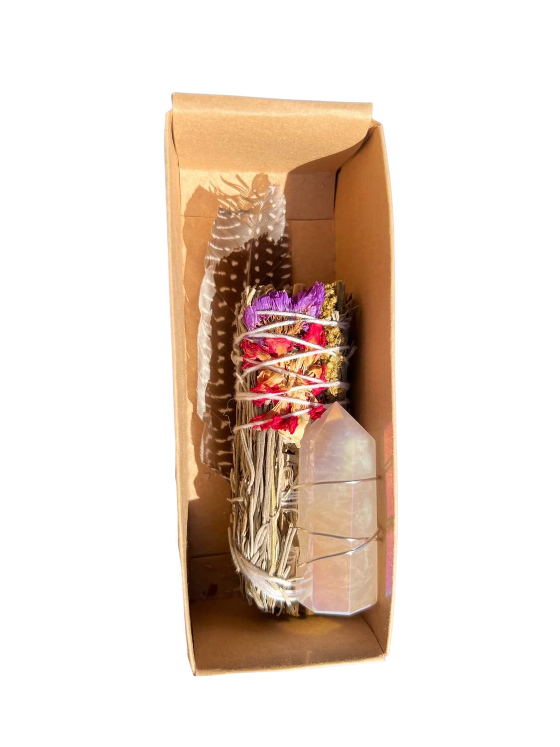 4&quot; SMALL BOXED SAGE + ROSE AURA QUARTZ BUNDLE