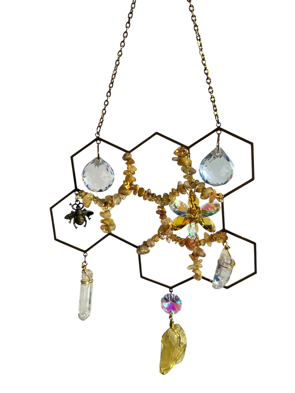 HONEY BEE CITRINE SUNCATCHER