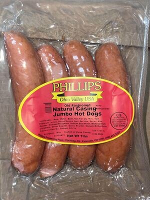 Phillips Jumbo Natural Casing Hot Dogs