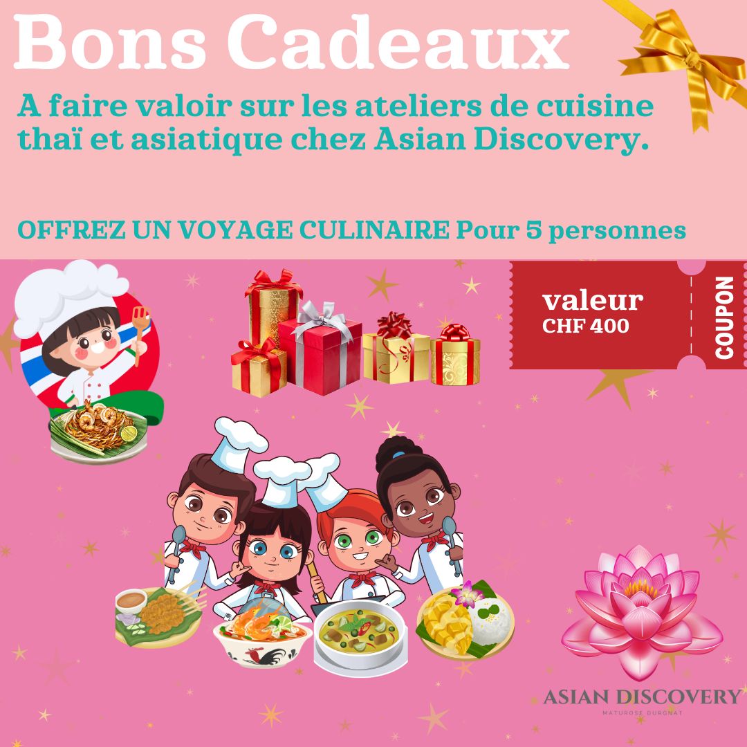 BON CADEAU Pour 5 personnes Atelier de cuisine thaï et asiatique TEAM Privé / DATE à CONVENIR