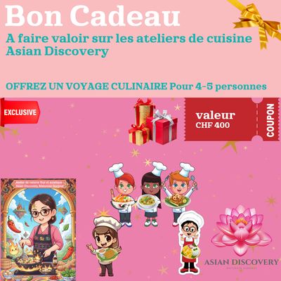 BON CADEAU Pour 5 personnes Atelier de cuisine thaï et asiatique TEAM Privé / DATE à CONVENIR BON CADEAU Pour 5 personnes Atelier de cuisine thaï et asiatique TEAM Privé / DATE à CONVENIR