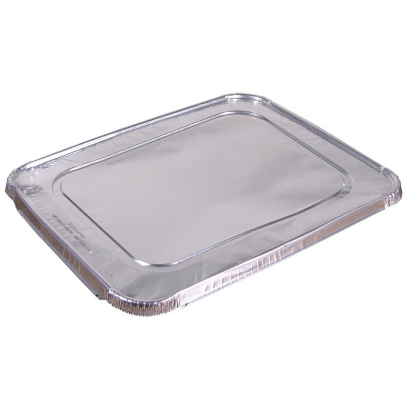 Pactiv Half-Size Aluminum Steam Table Cover Flat, Silver, 100 Lids/Case