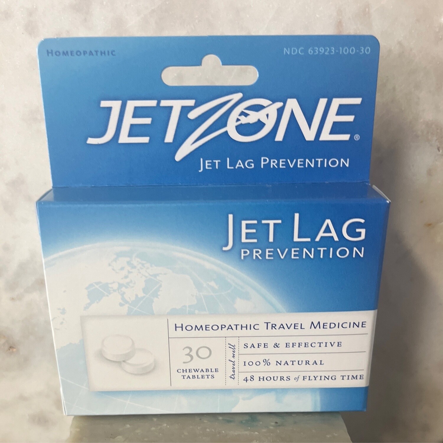 JetZone Jet Lag Prevention - Natural Homeopathic OTC Travel and Jet Lag Remedy - 30 Chewable Tablets - Jet Lag Remedy - 48 Hours Flying Time - Pleasant Taste - All Natural - Effective