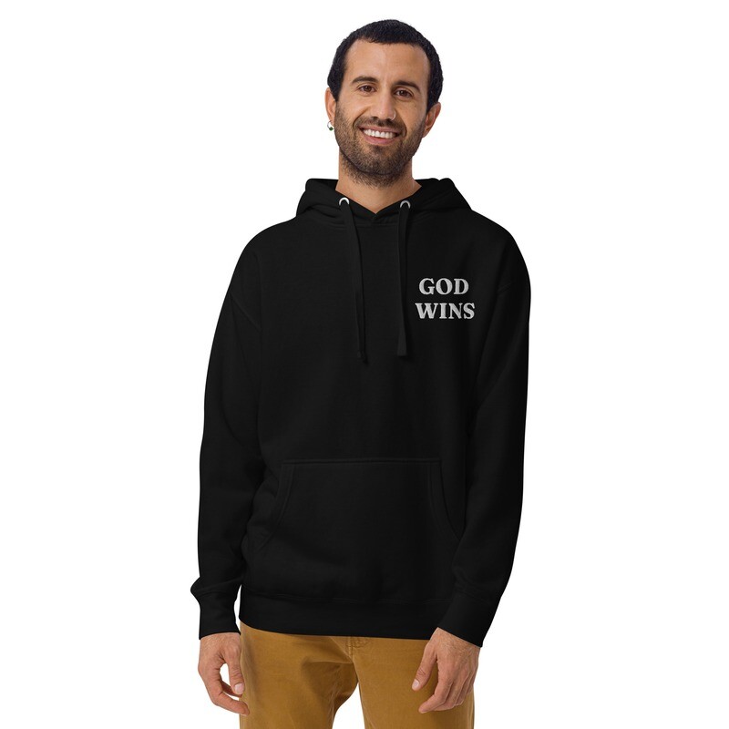 GOD WINS Unisex Premium Hoodie with large embroidery