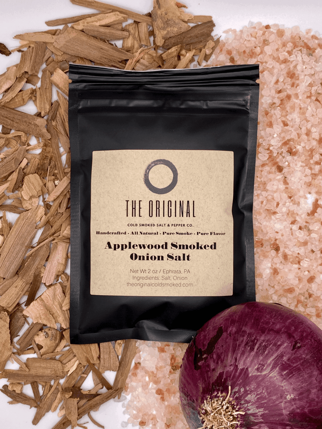 Applewood smoked onion salt by the original cold smoked salt and pepper