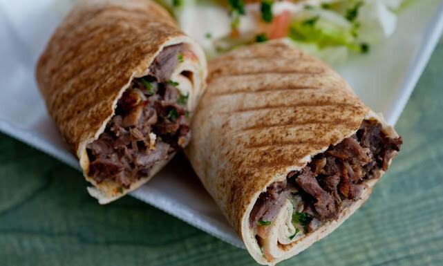 Wrap - Veal & Lamb Shawarma on Pita Bread