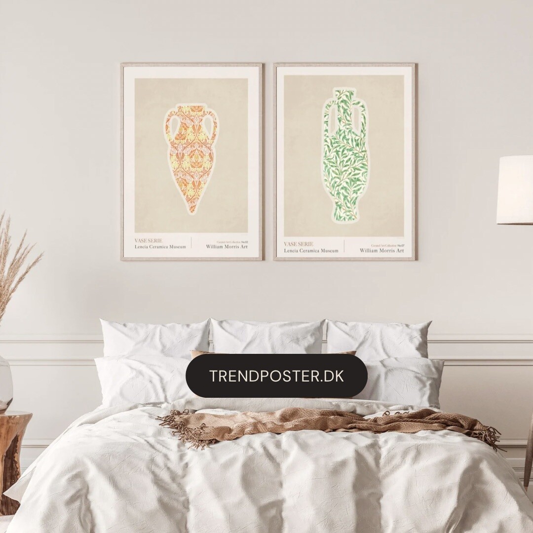 2 stk. William Morris –  Posters - inkl. massiv egetræsramme/Glas