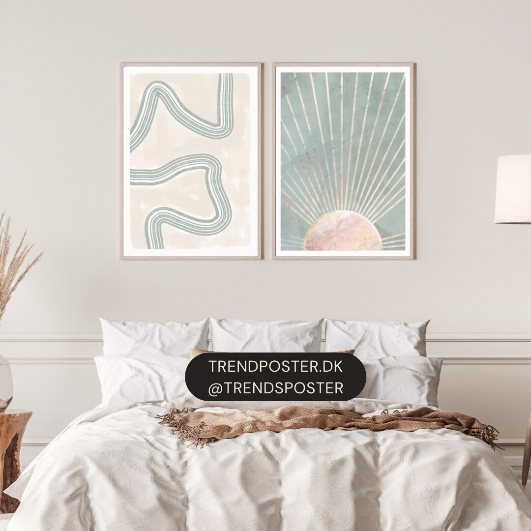 2 stk. Abstracte Posters  Sarah Manovski- inkl. massiv egetræsramme/Glas -50x70