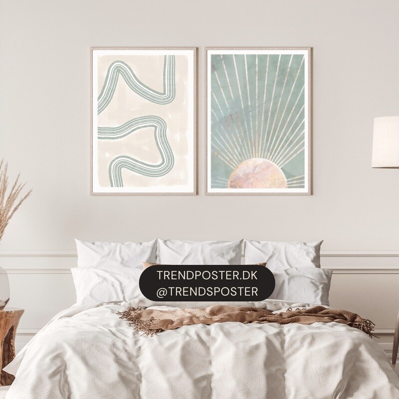 2 stk. Abstracte Posters  Sarah Manovski- inkl. massiv egetræsramme/Glas -50x70