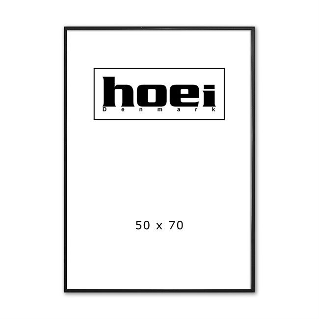 Aluminiumsramme, Sort /Ægte billedeglas - 50x70
