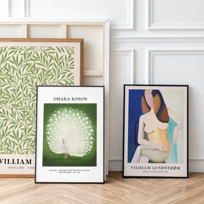 Samlet Løsning - 3 stk Posters inkl Massiv egetræsramme med billedeglas