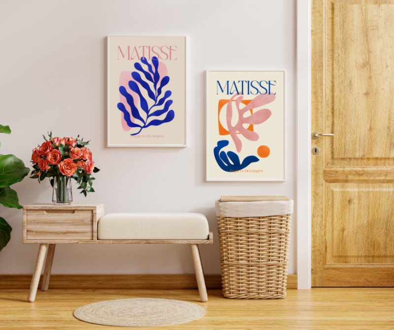 2 stk. Henri Matisse Plakater- Papiers Découpés Blå og Rose Moderne Poster / Plakater - 50x70
