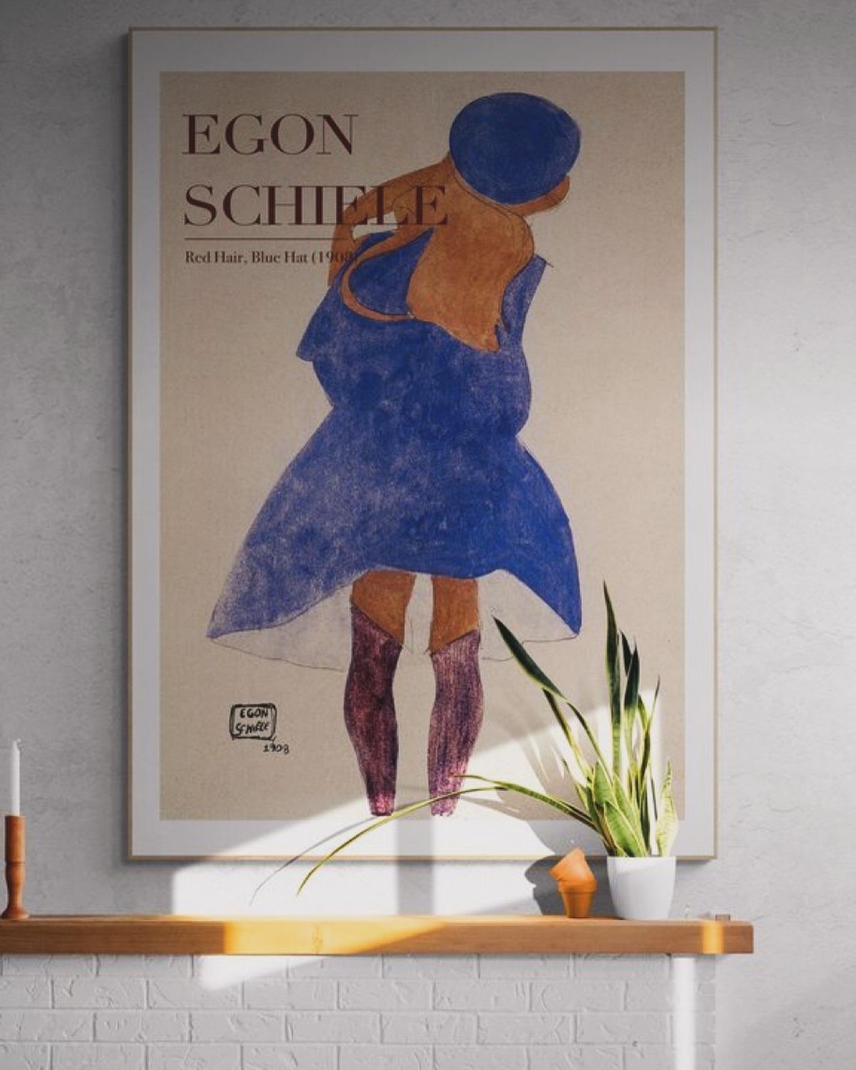 Egon Schiele - Egon Schiele - Young Girl- Red Hair and Blue Hat -  50×70 cm poster/plakat