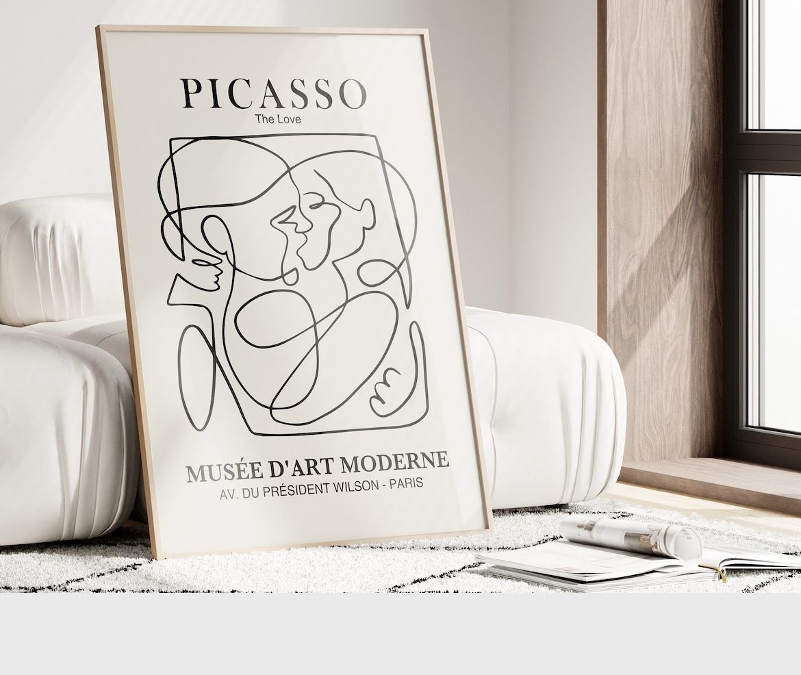 Picasso posters “The Love” Plakater inkl. massiv egetræsramme/Glas - 70x100