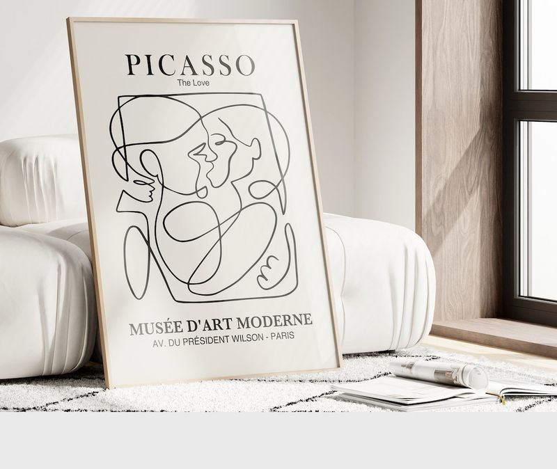 Picasso posters “The Love” Plakater inkl. massiv egetræsramme/Glas - 70x100
