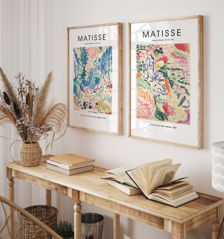 Henri Matisse Landskab fra Collioure&quot; (1905) og &quot;Le Japonais&quot; (1905 plakater 2 stk Inkl Massive Egetræsrammer Med Glas