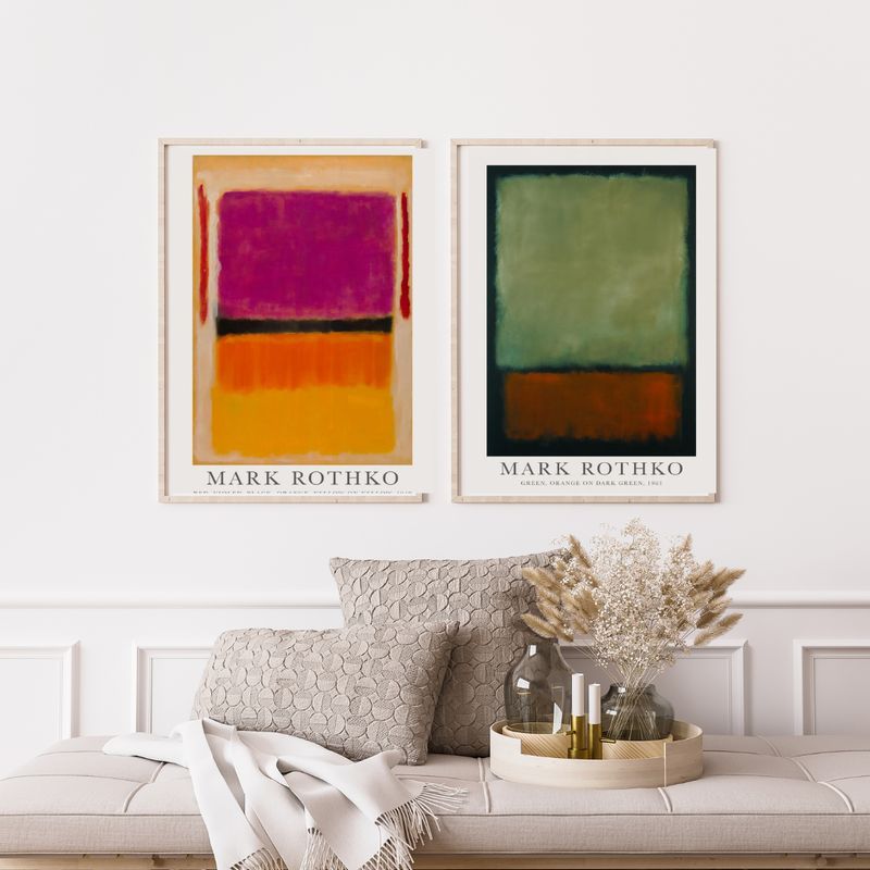 2 stk. Mark Rothko –  Posters - inkl. massiv egetræsramme/Glas - 50x70