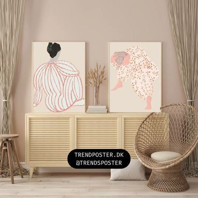 2 stk. Lagom –  Posters - inkl. massiv egetræsramme/Glas