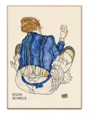Egon Schiele - Egon Schiele - Seated Woman Back View (1917) - 50×70 cm poster/plakat