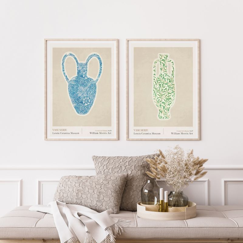 2 stk. William Morris –  Posters - inkl. massiv egetræsramme/Glas - 50x70