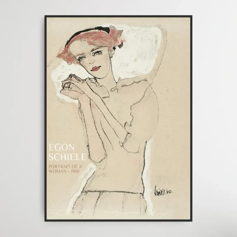 Egon Schiele Portræt af en kvinde (nr 2) - 50×70 cm poster