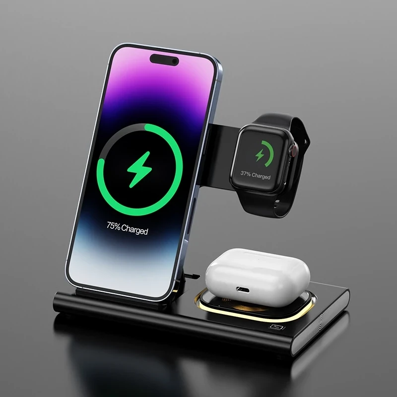 Wireless 3 in 1 Charger Stand for iPhone, Apple Watch and Airpods