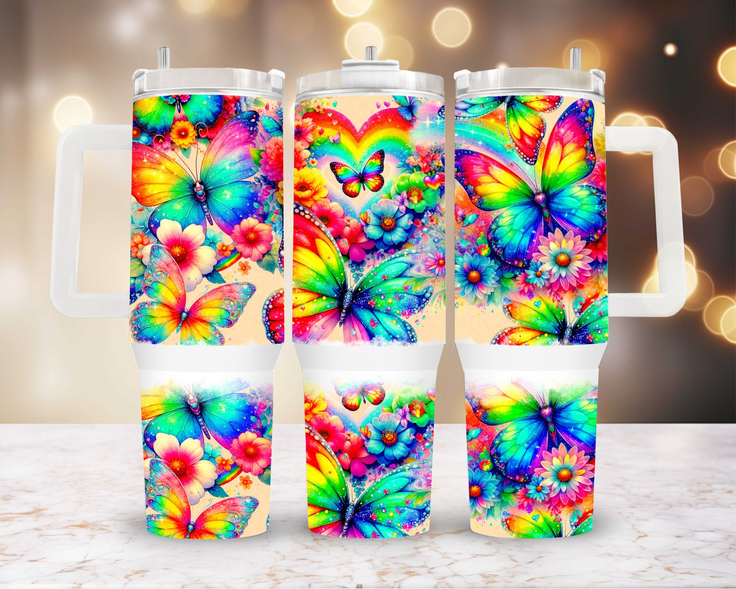 Floral Butterflies  40oz Tumbler