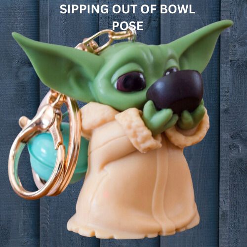Baby Yoda Sipping Out Of Bowl Pose