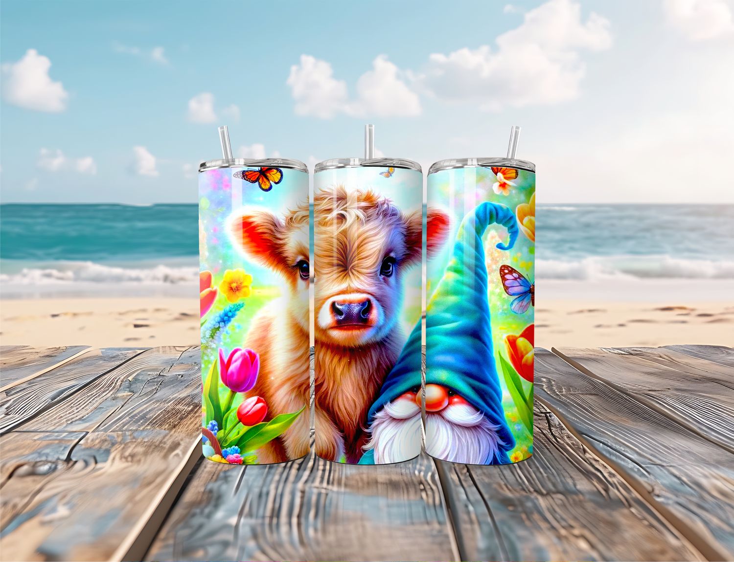 Highland Cow And Gnome  20oz Tumbler
