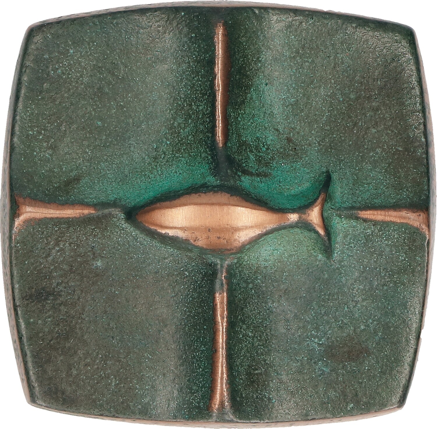 BRONZE CROSS PLAQUE WITH FISH - I AM WITH YOU
