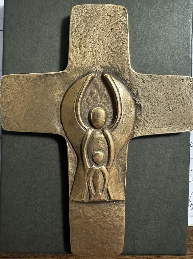 BRONZE  CROSS - AN ANGEL ACCOMPANIES YOU