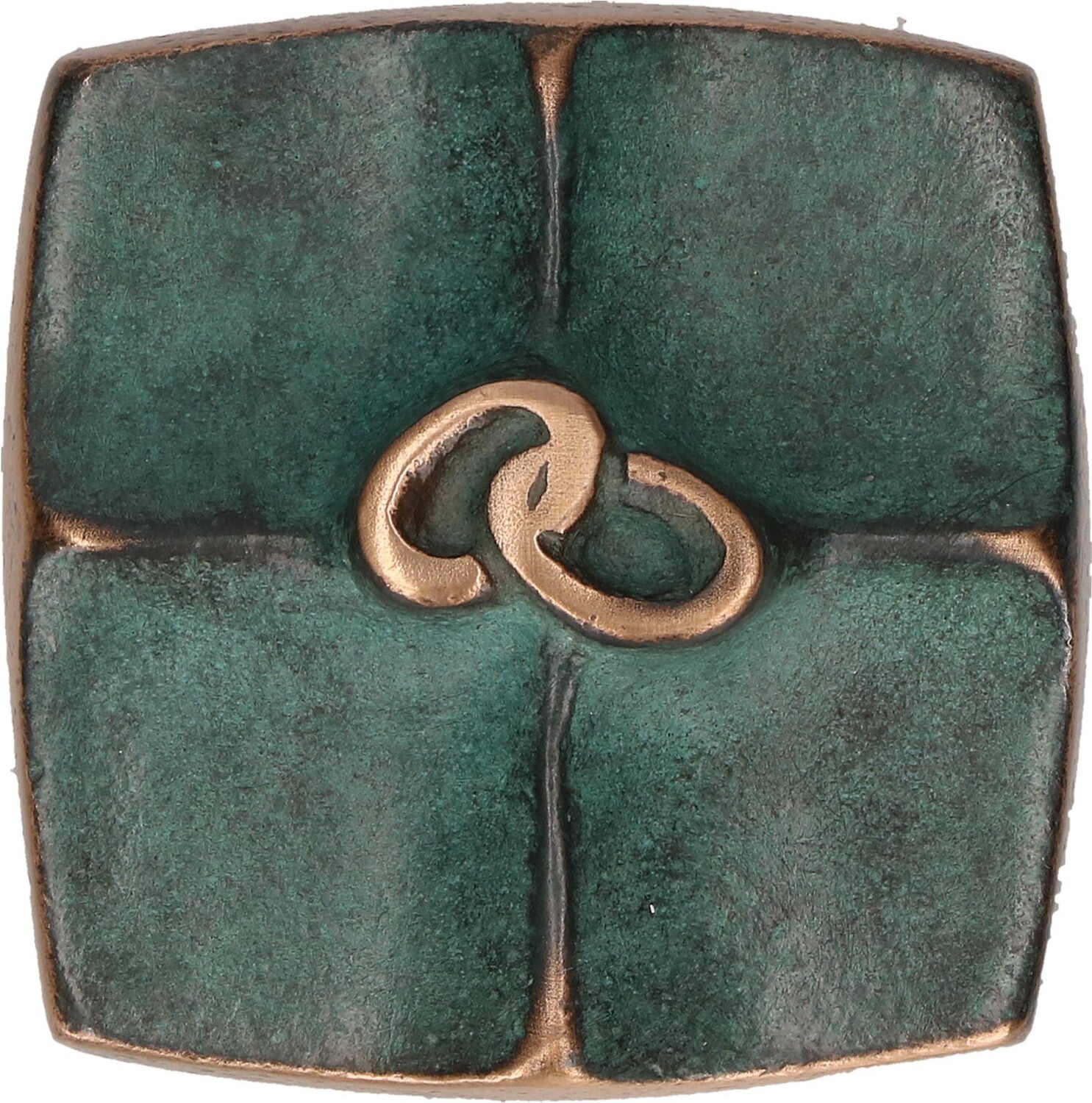 BRONZE CROSS PLAQUE WITH RINGS - SIGN OF OUR LOVE
