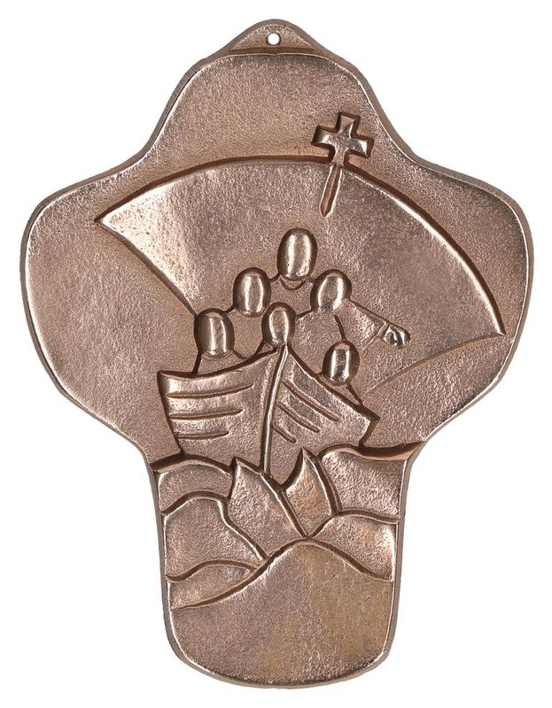 Bronze Communion Cross - With Jesus in a Boat