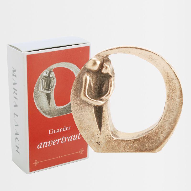 Mini standing plaque &quot;Entrusted to one another&quot; made of silver bronze