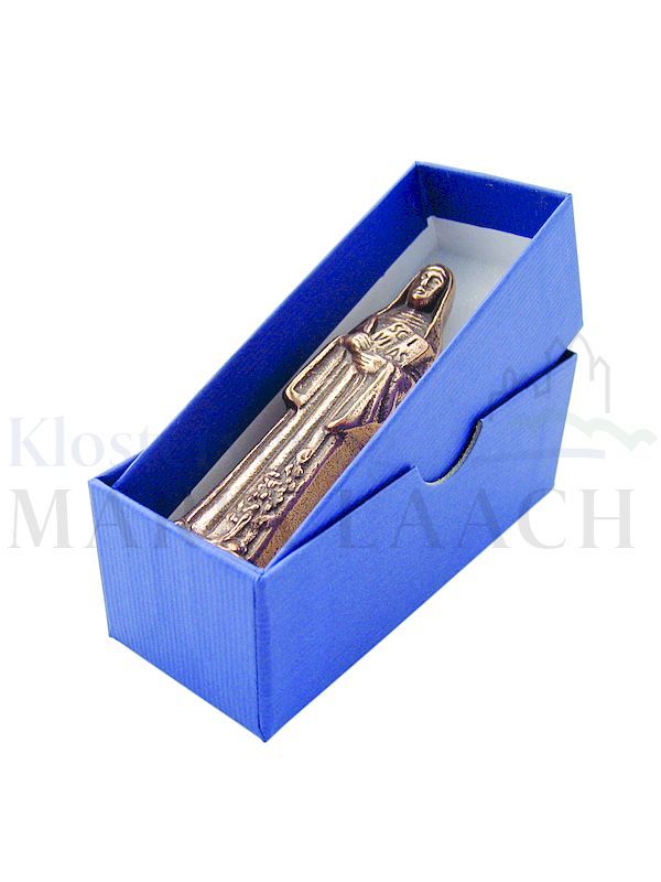 Figure of St. Hildegard of Bingen, fully sculpted, 8 cm high, in a blue gift box