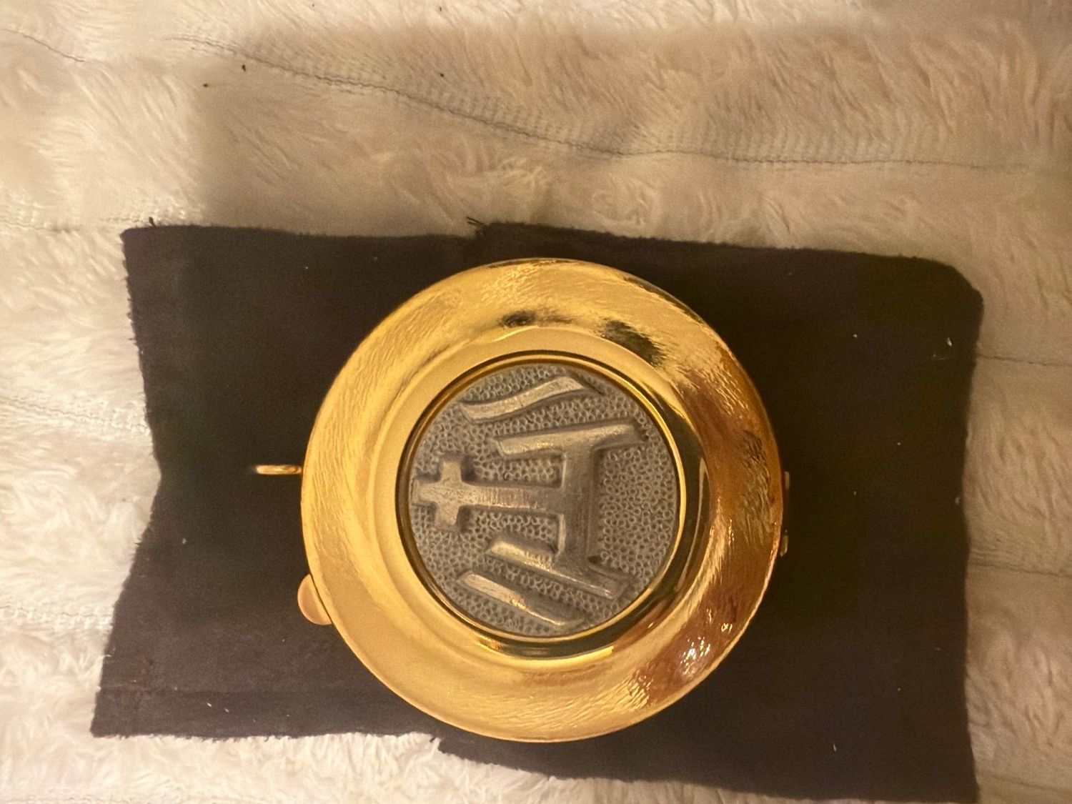 Gold-Tone Brass Pyx with IHS Medallion