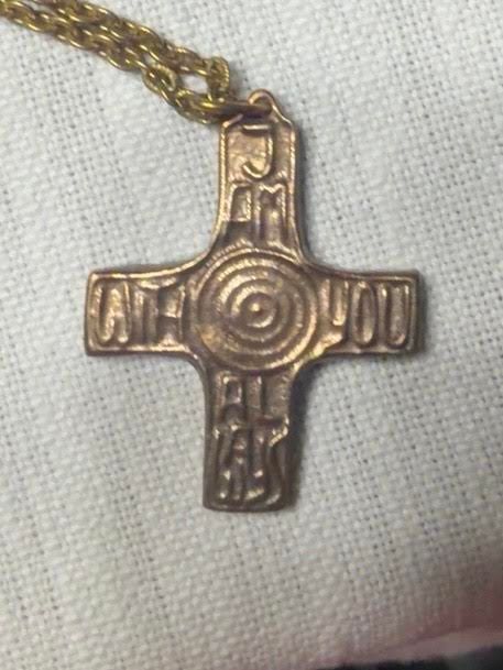 “I Am Always With You” Labyrinth Cross Pendant